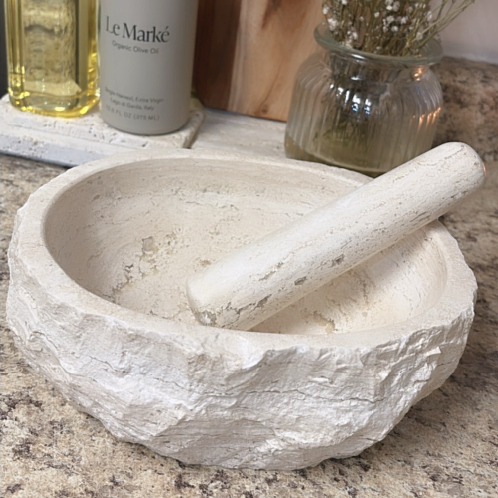 Travertine Mortar and Pestle Set